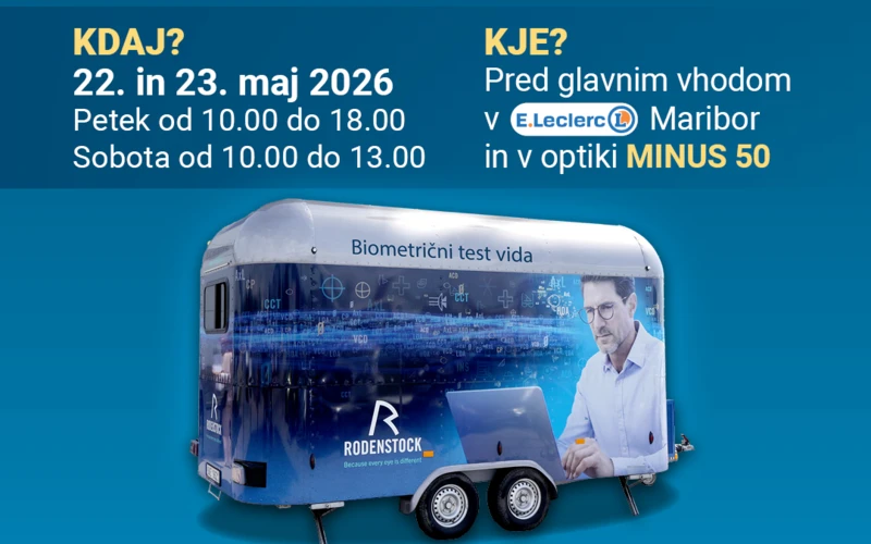 Optocenter | Optika Minus 50 - BREZPLAČNI DNEye® BIOMETRIČNI TEST VIDA – RODENSTOCK PRIKOLICA prihaja v Maribor 22. in 23. maja 2026 